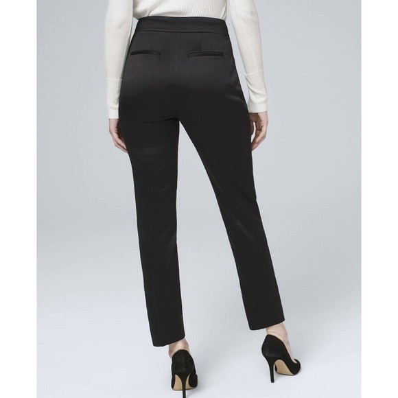 WHITE HOUSE BLACK MARKET Bow-Belt Satin Tapered Ankle Pants Size 8 - Picture 2 of 10